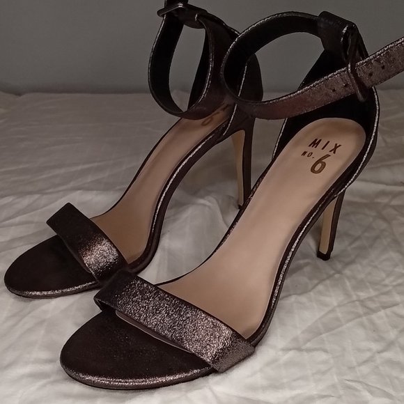 Gold Sparkle Spike Heeled Sandals - Picture 2 of 4